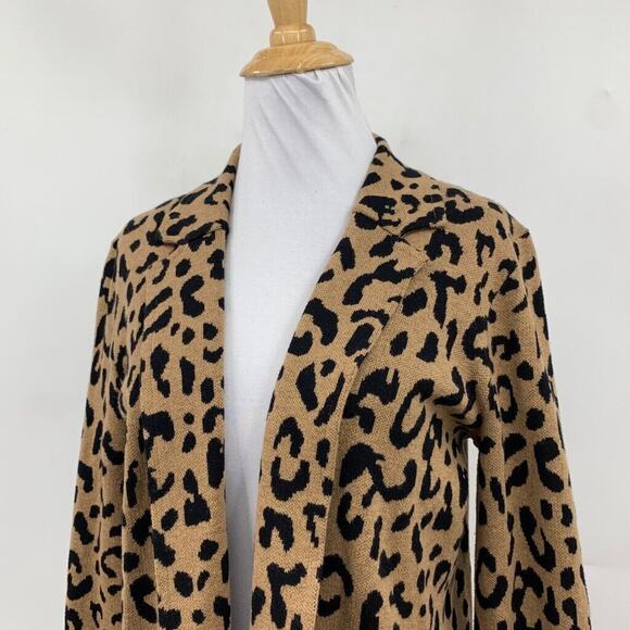 J Crew Cardigan Womens XS Extra Small Cheetah Wool Blend Open Front Sweater - Picture 4 of 13